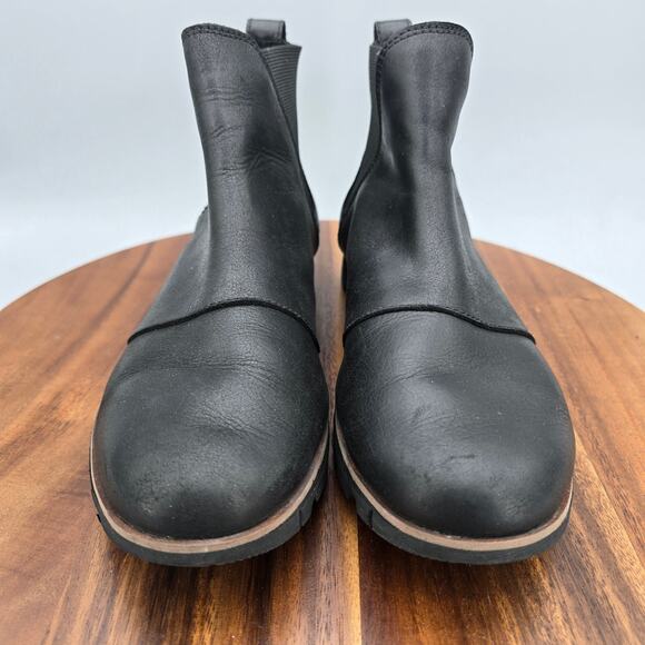 Sorel Harlow Chelsea Boots Womens 8 Black Leather Pull On Ankle Comfort Booties - Picture 2 of 7
